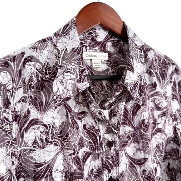 Coldwater Creek Sz Large 14-16 Long Sleeve Purple Blouse Shirt Top Mature Fall - Picture 3 of 8